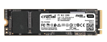 Crucial P1 500GB PCIe NVMe SSD 1900/950 MB/s R/W 1